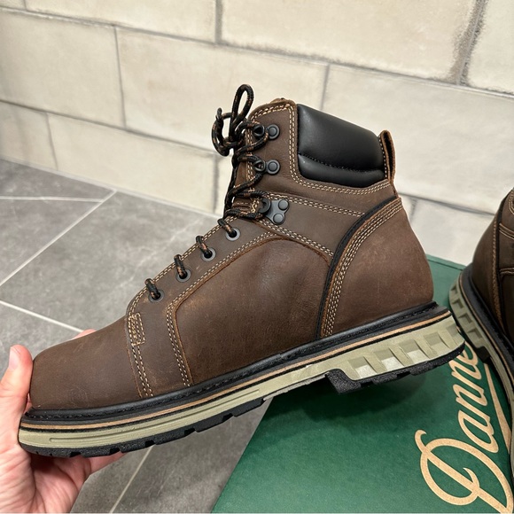 Danner steel toe yard boot work brown leather lace up waterproof slip resistant - Picture 5 of 13